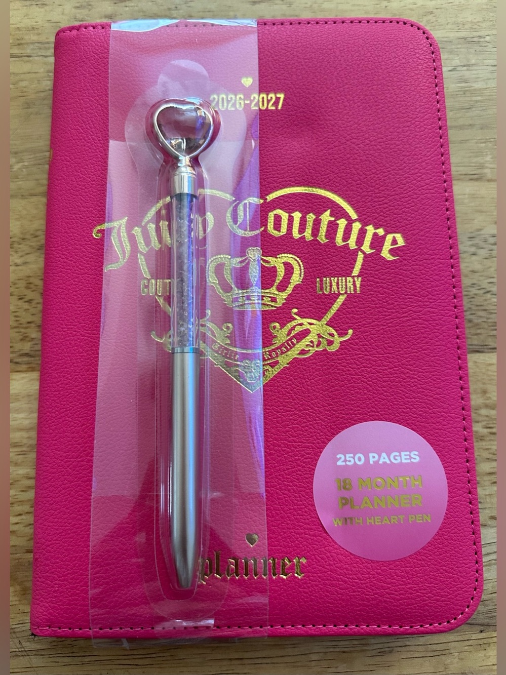 Juicy Couture 2026/2027 Planner Zipper Heart Pen Pink Agenda 250 Pages 9” New